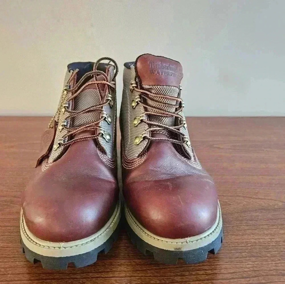 Timberland Burgundy and Tan Hiking Boots SIZE 7 M - Picture 3 of 11